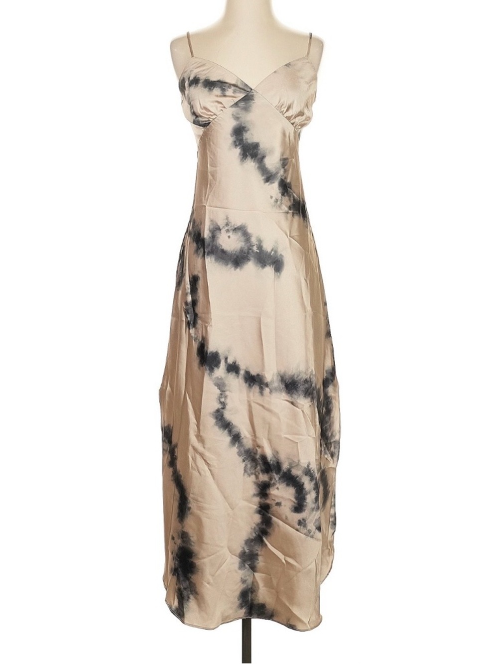 Steve Madden Beige and Black Tie-Dye Slip Maxi Dress